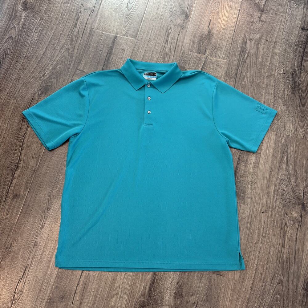PGA Tour Polo Mens Golf Shirt XL Teal Green Short Sleeve Collared Golf Shirt